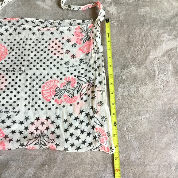 FREE PEOPLE Block Print Gauzy Boho Medium Reusable Tote Bag - Cream Black & Pink - Picture 2 of 4